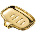 OHIHUW Ceramic Soap Dish – Self-Draining Porcelain Soap Holder, Gold