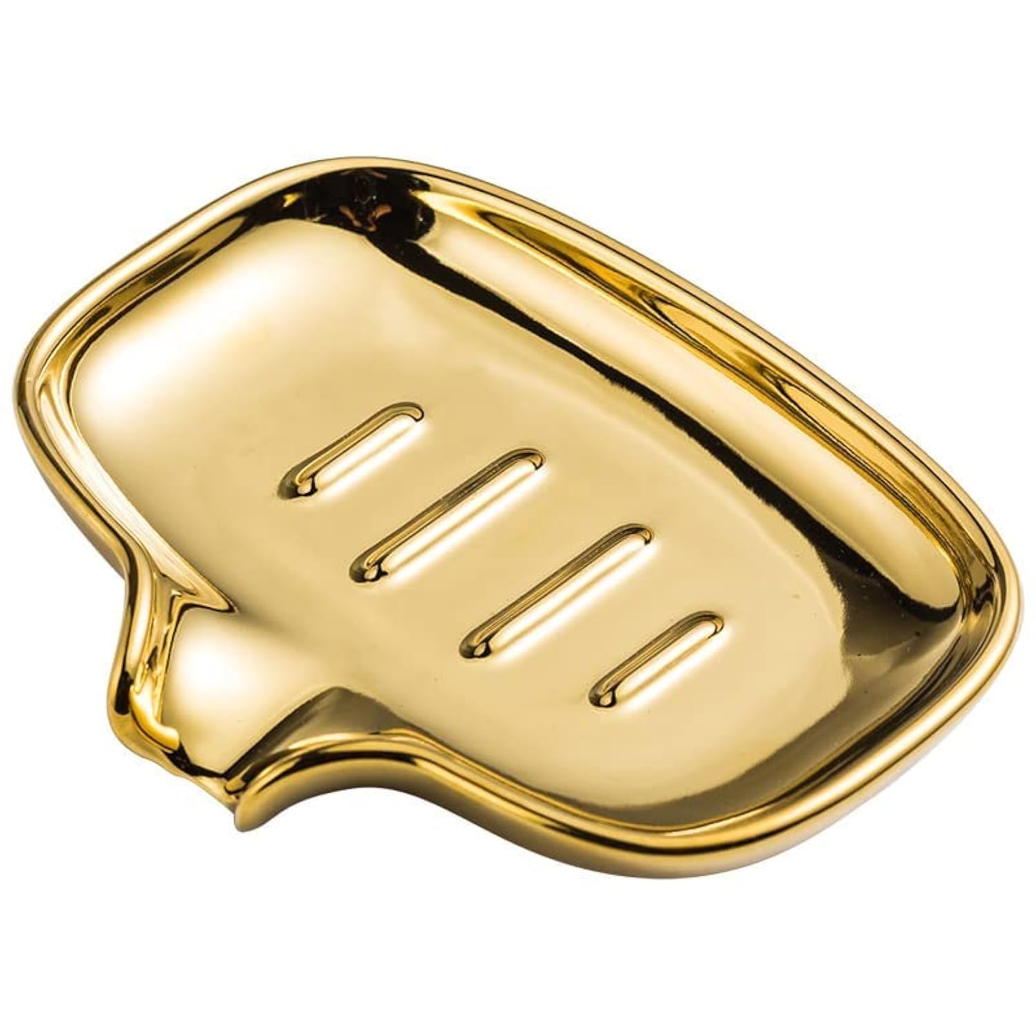 OHIHUW Ceramic Soap Dish – Self-Draining Porcelain Soap Holder, Gold