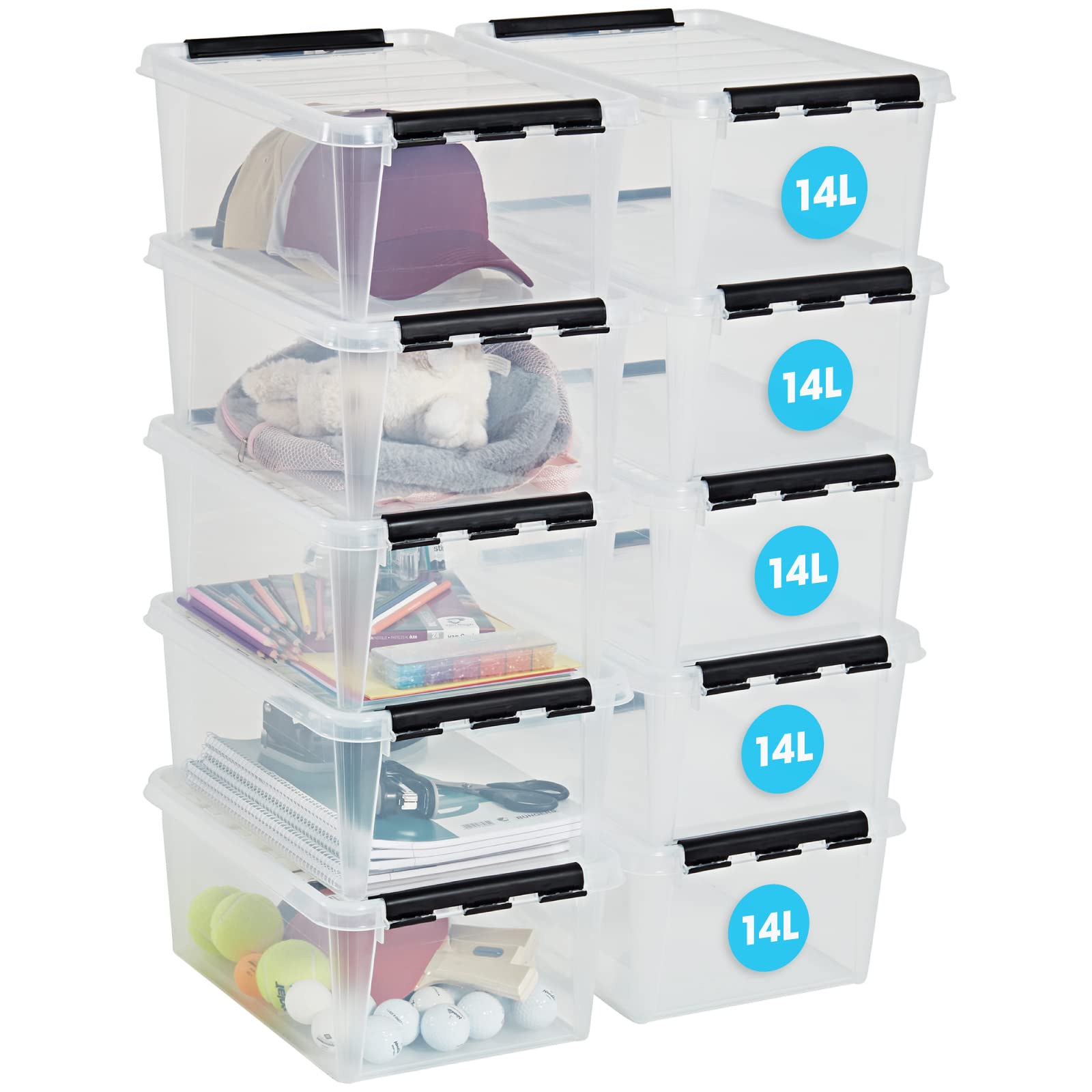 SmartStore 14L Clear Plastic Storage Boxes with Lids | 10 Pack Stackable