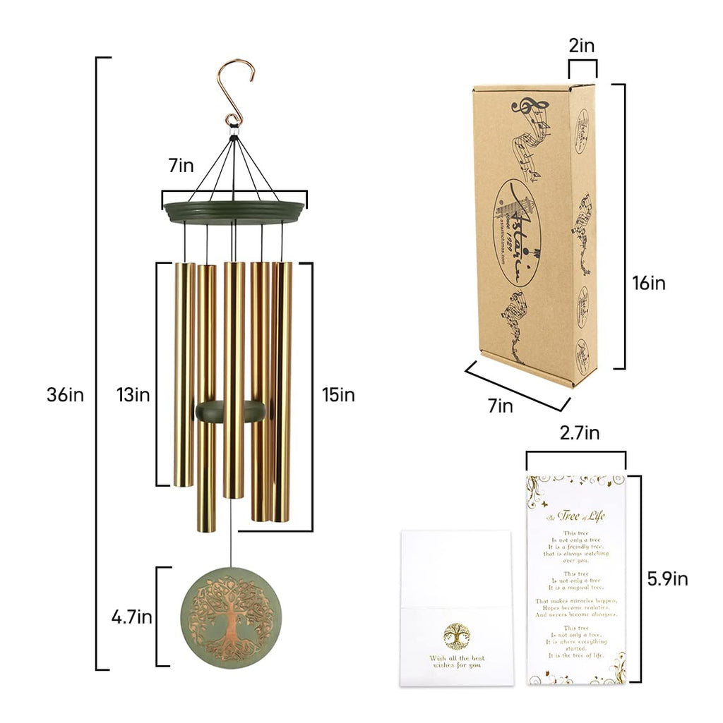 Astarin 36 Inch Memorial Wind Chimes - Deep Tone Outdoor Sympathy Gift
