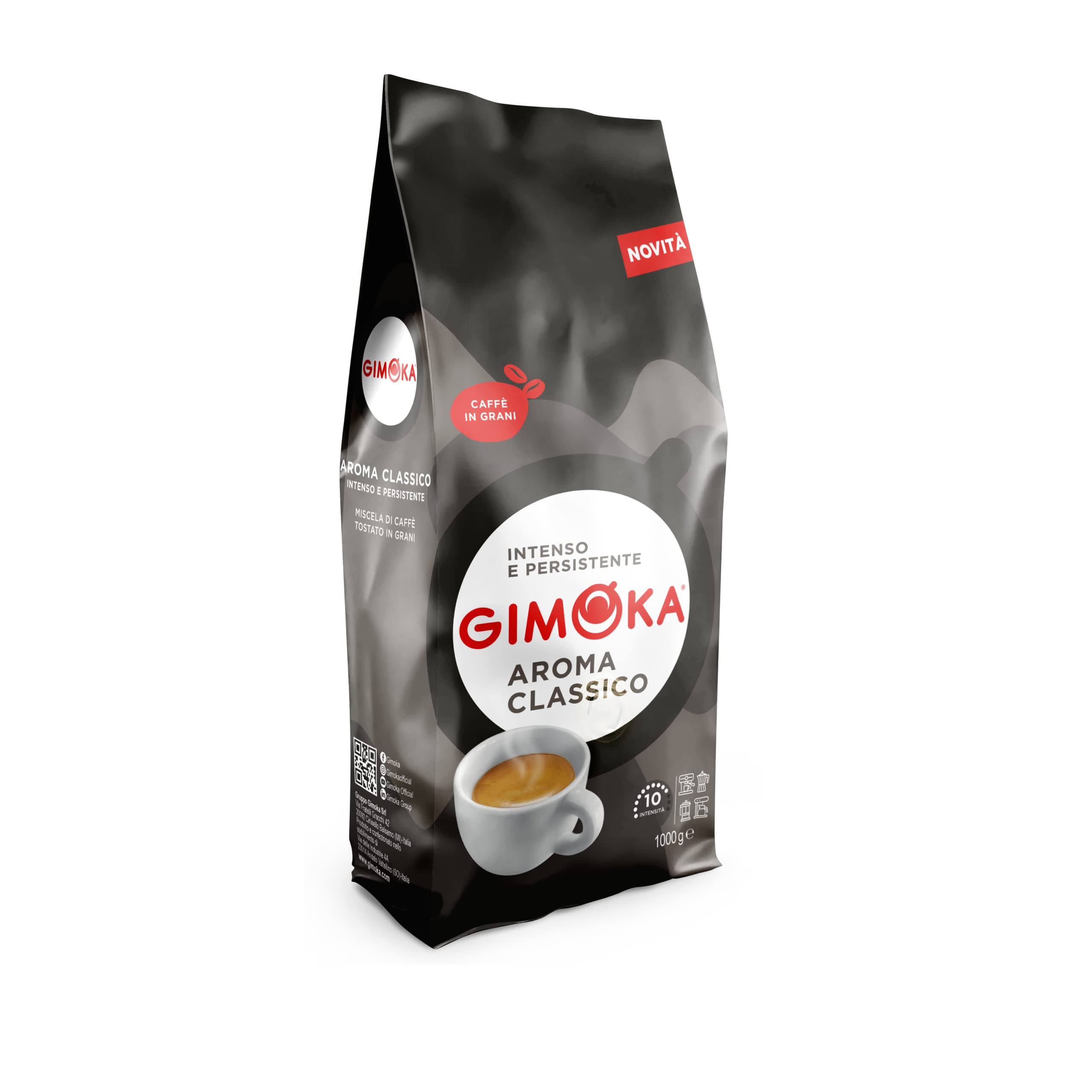 Gimoka Nero Espresso Coffee Beans – Light Roast Aroma Classic, 1kg
