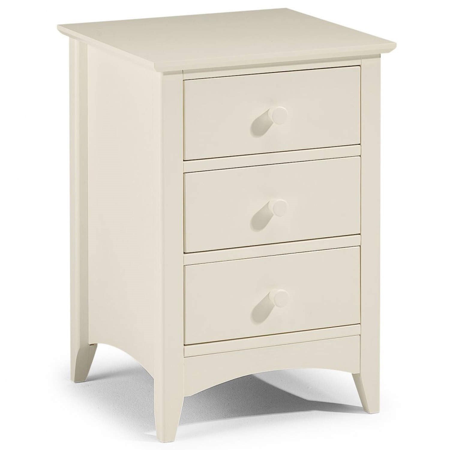Julian Bowen Cameo 3 Drawer Bedside Table | Stone White Pine Wood