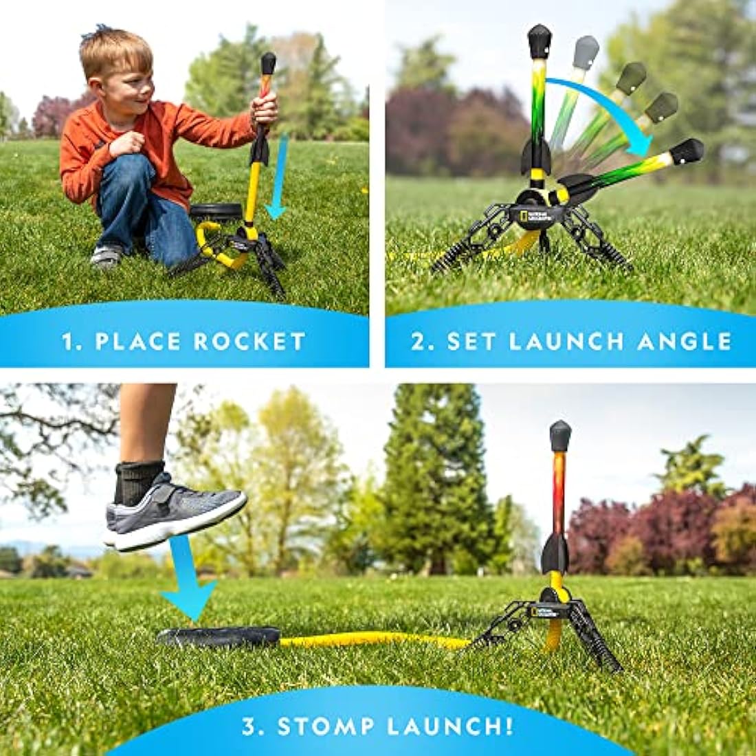 National Geographic LED Air Rocket Launcher – STEM Foam Toy for Kids