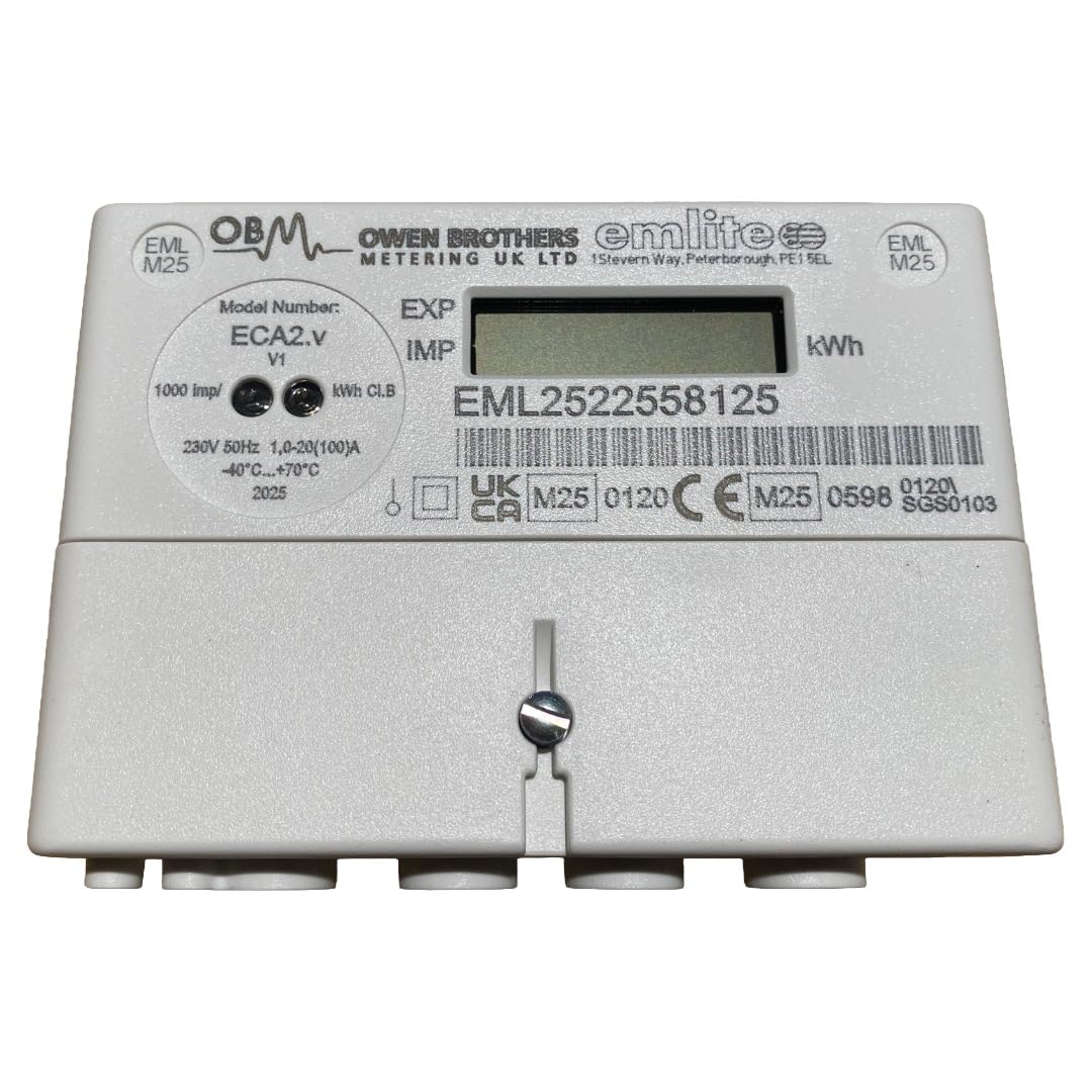 EmLite Single Phase kWh Electric Meter – 100A MID Certified LCD Display