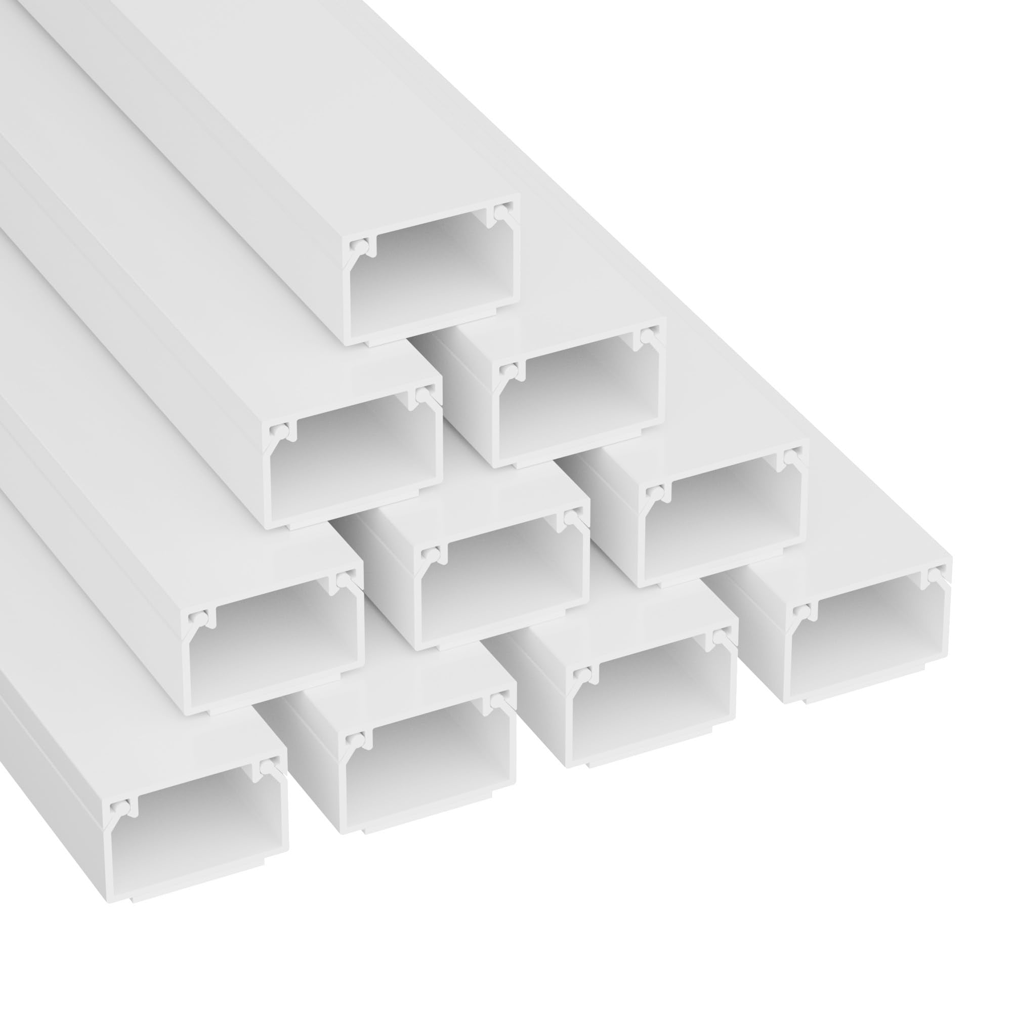 D-Line White Square Cable Trunking – Self-Adhesive Cord Hider – 10m Pack