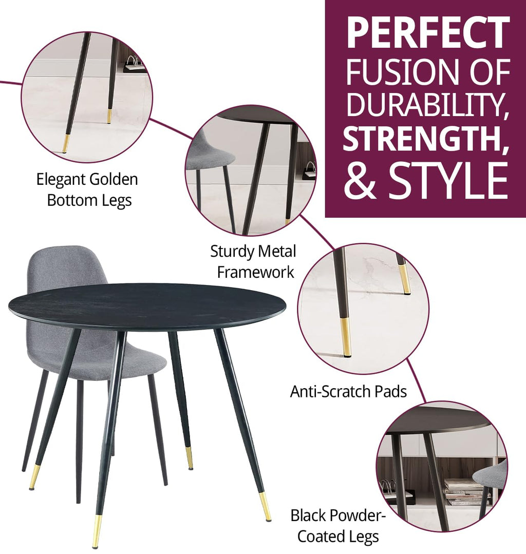 Hallowood Furniture Finley Black Table and Chairs Set 2, Wood Effect Top - image 2