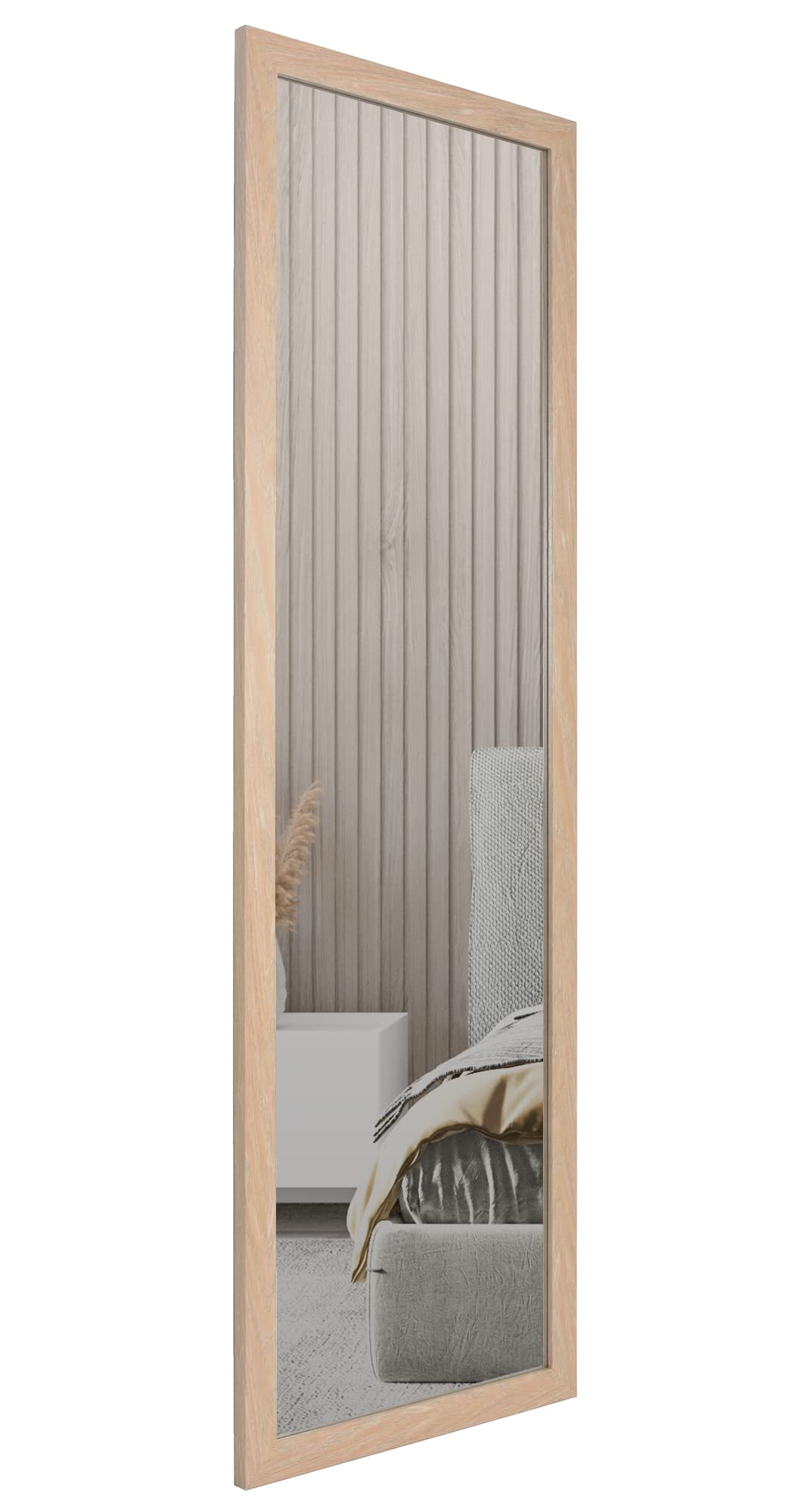 Jolof Store Washed Oak Wooden Wall Mirror | Overdoor Hanging 35x110cm