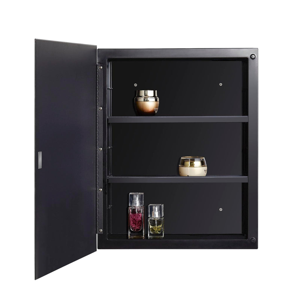 Fundin Black Plastic Mirror Medicine Cabinet - Recessed or Surface Mount