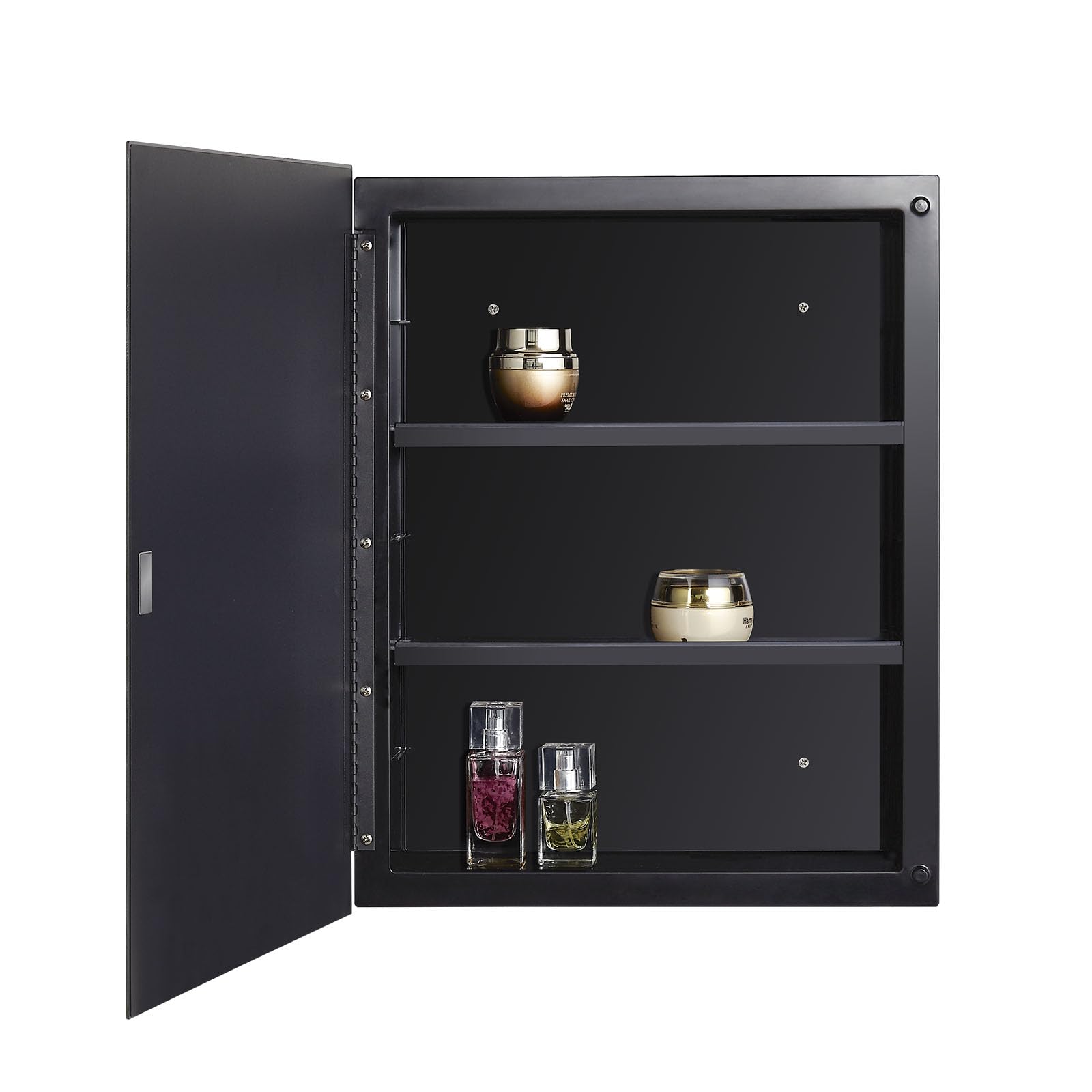 Fundin Black Plastic Mirror Medicine Cabinet - Recessed or Surface Mount