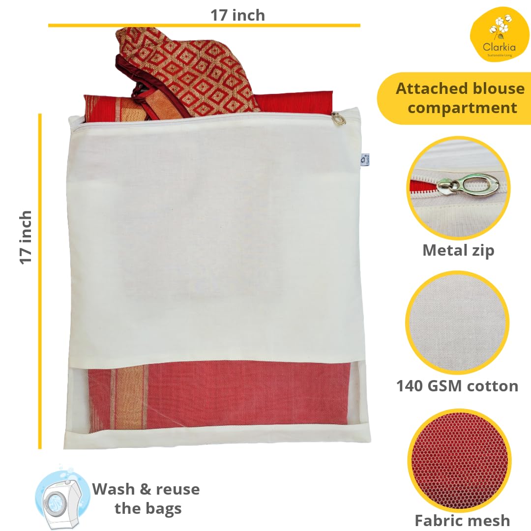 Clarkia Cotton Saree Covers, With Blouse Pouch, 17x17 inch, 12 Pack - image 2