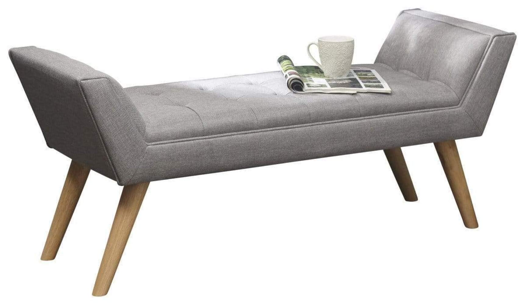 GFW Milan Grey Fabric Storage Bench – 118cm Upholstered Window Seat
