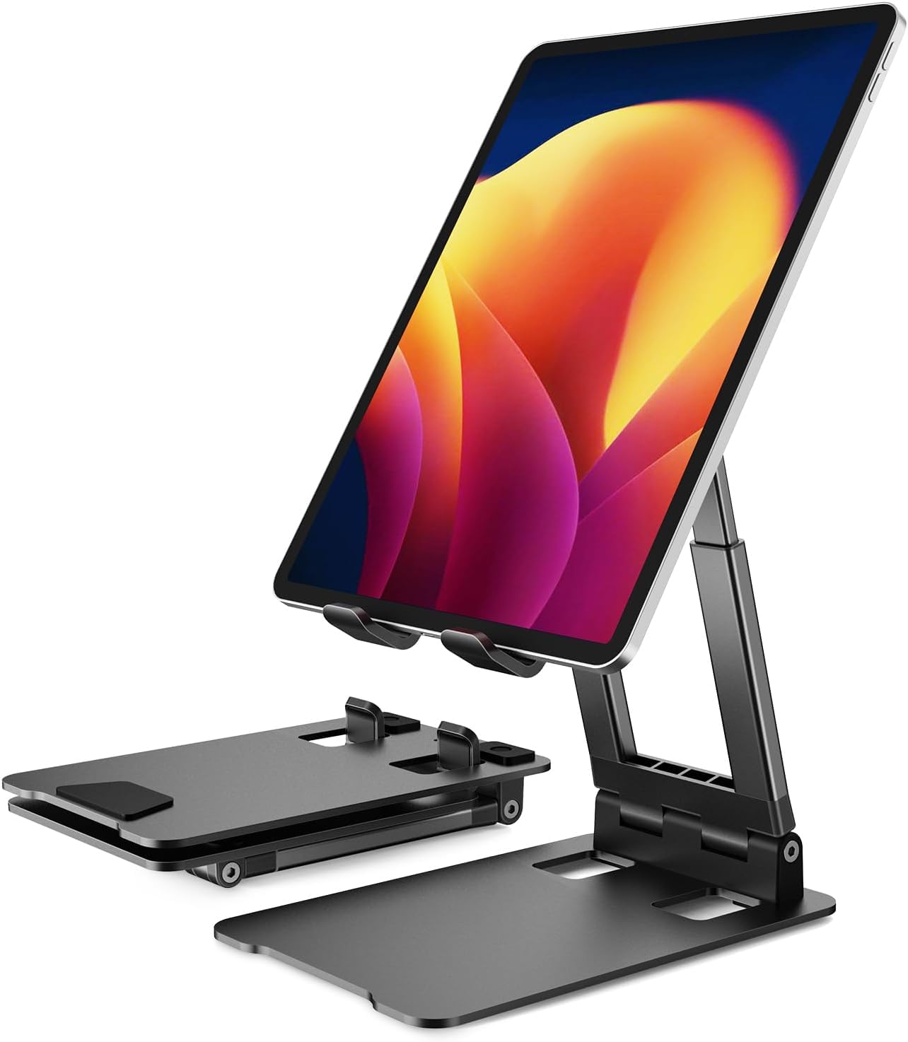 Klearlook Aluminum Tablet Stand – Foldable & Adjustable Height Holder