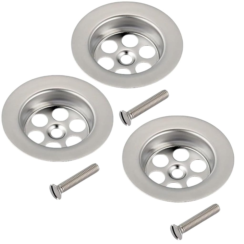 Bathtub Drain Cover - TRACOMPAN 3 Pack Stainless Steel Silver Bath Overflow Plug Replacement with Screws, Durable Drain Cover for Bathtubs - image 1