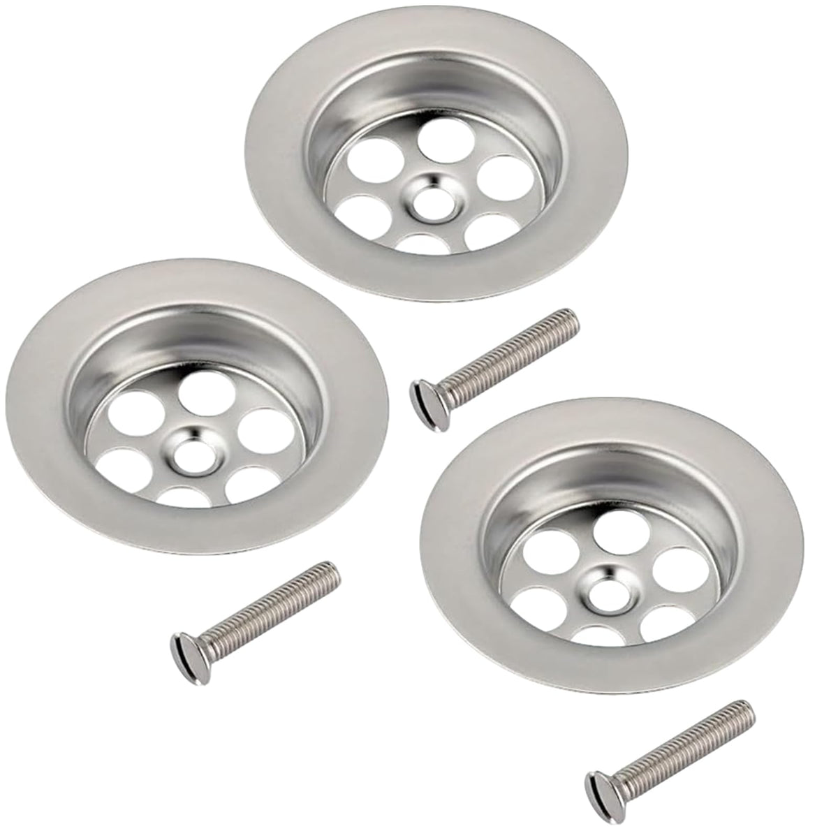 Bathtub Drain Cover - TRACOMPAN 3 Pack Stainless Steel Silver Bath Overflow Plug Replacement with Screws, Durable Drain Cover for Bathtubs - image 1