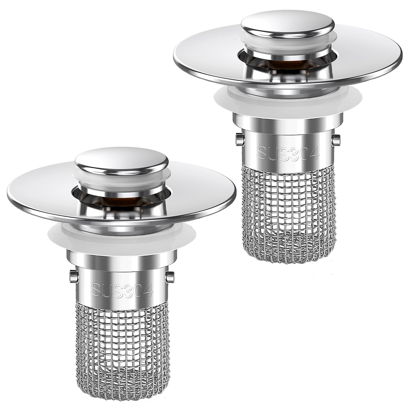 Bathroom Sink Drain Strainer – 2PCS Pop-up Hair Catcher