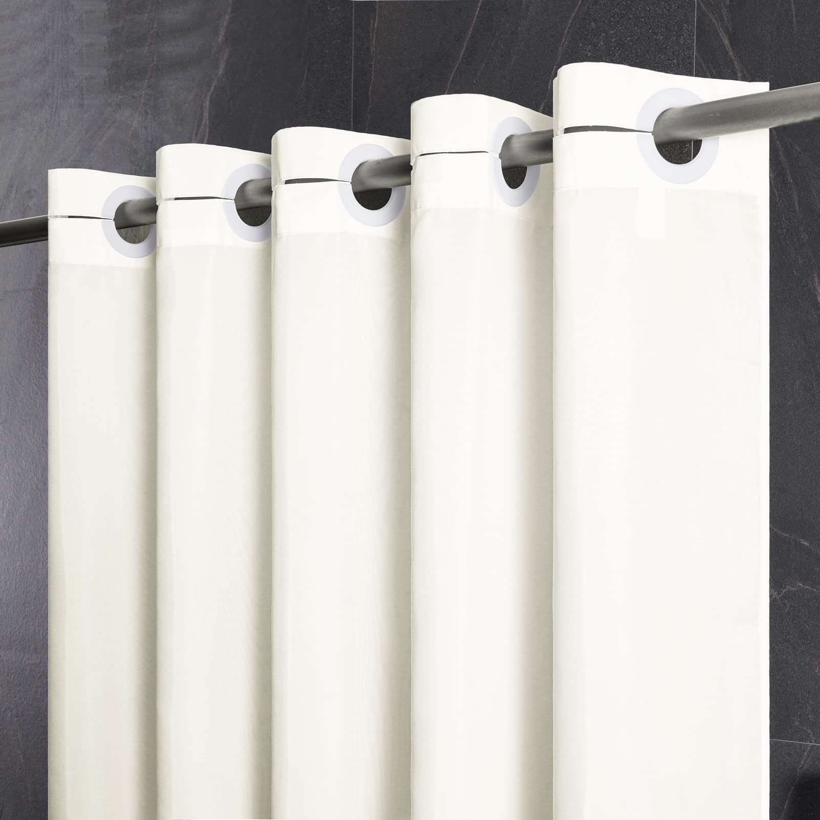 Furlinic Hookless Shower Curtain | Beige Waterproof Polyester | 72x84