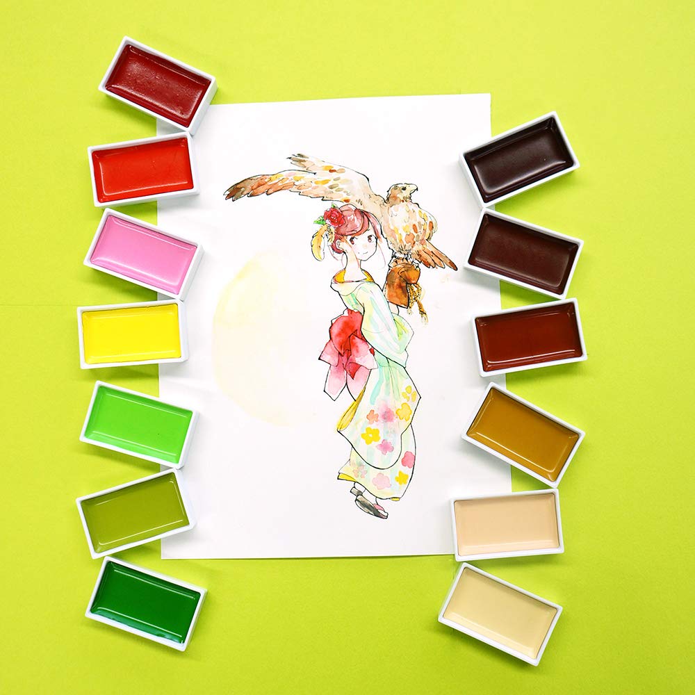 Kuretake ZIG Gansai Tambi Japanese Watercolor Set | 48 Vivid Colors