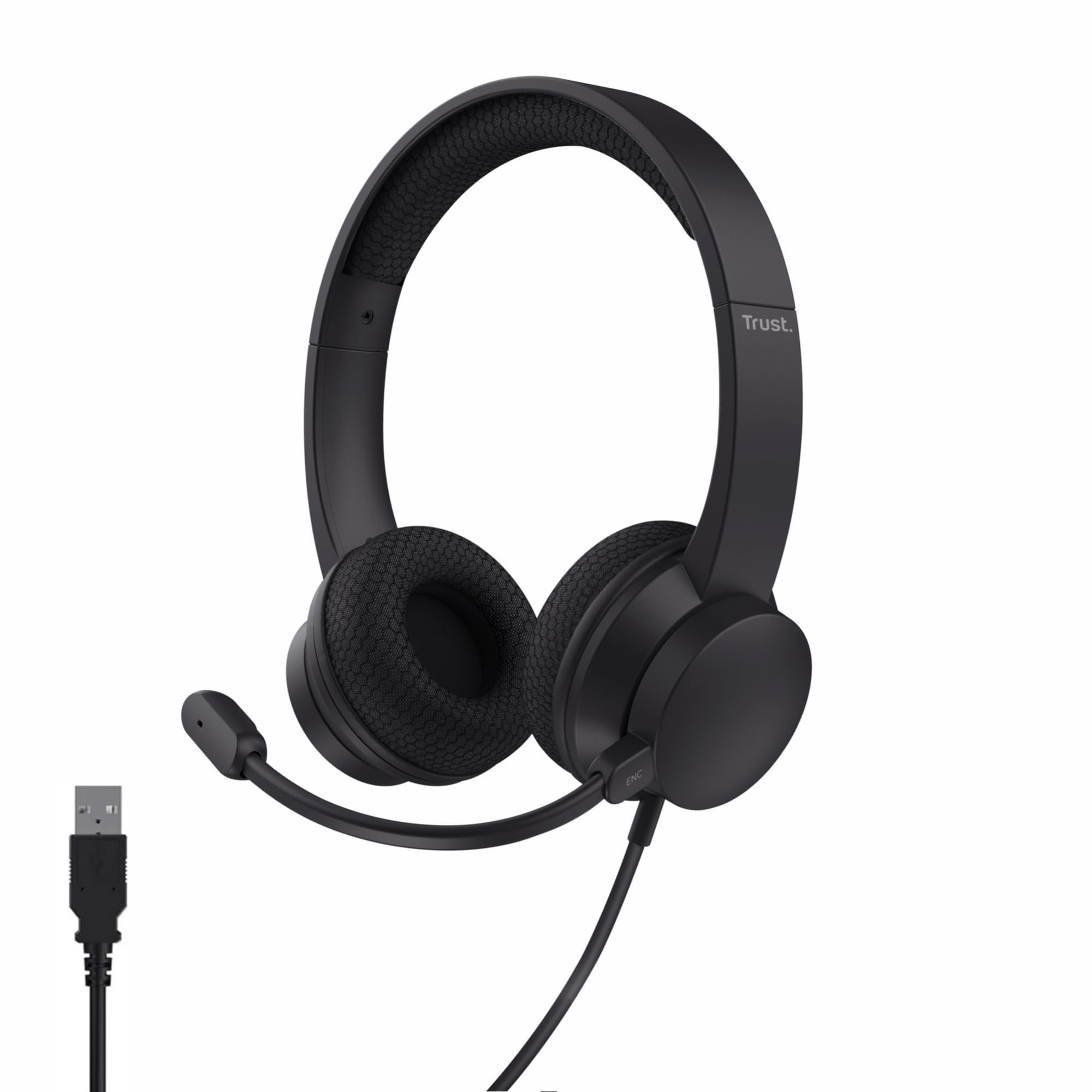 Trust Roha II On-Ear USB-C PC Headset with Noise Cancelling Mic - Black