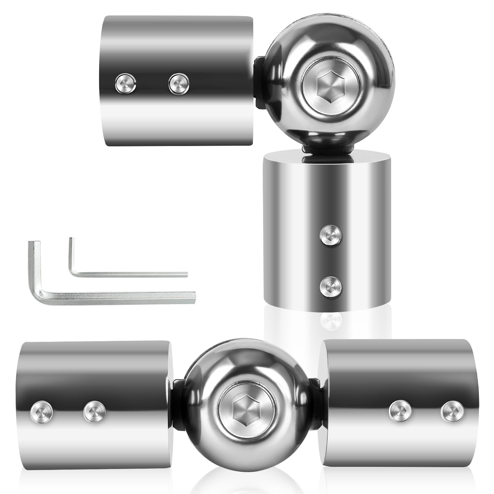 SEGNAYEN 1" Hinged Elbow Curtain Rod Connector for Bay Windows, 2 Pack