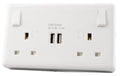 WK Electrical 13A 1G to 2G Switched Converter Socket with USB
