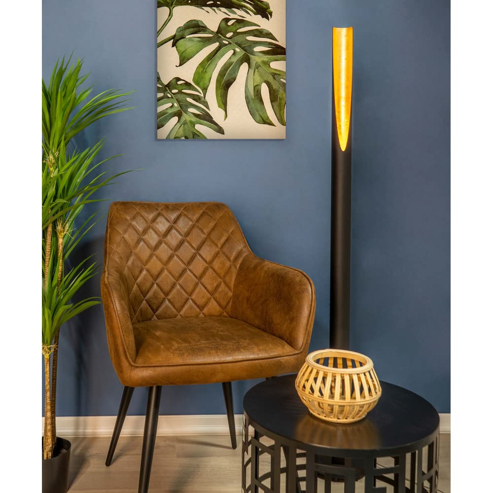 Eglo Barbotto Floor Lamp – Modern Black & Gold Steel Rod Light