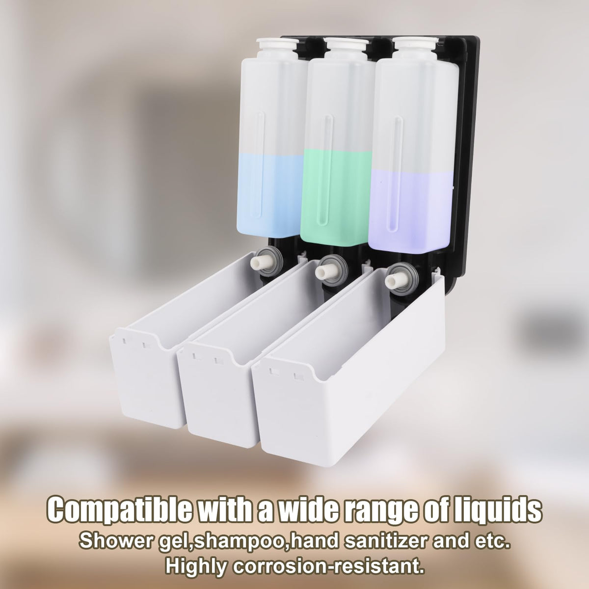 Shower Soap Dispenser No Drilling Wall Mounted Three Head White Shampoo Conditioner Body Wash Dispenser for Home Hotel Restauran - image 5