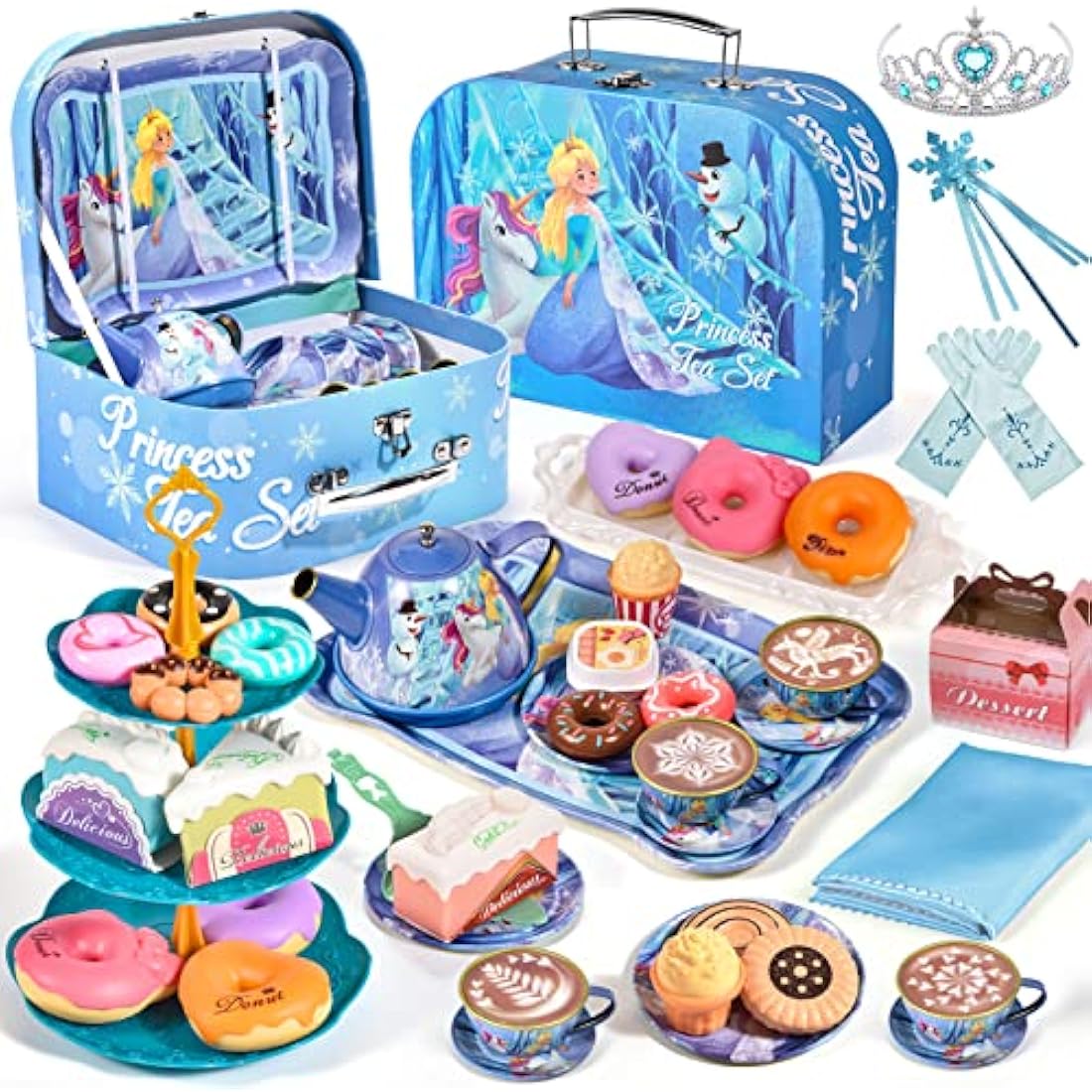 Frozen Princess Tea Set – 49PC Tin Pretend Play Kitchen Toys