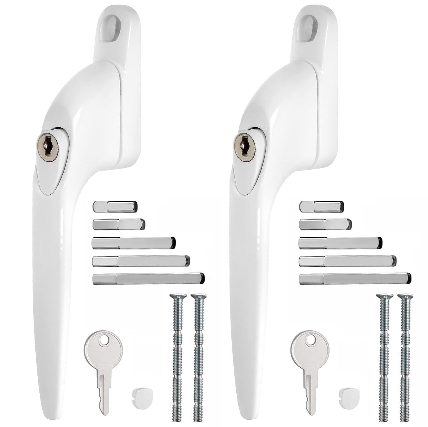 WODSTA Lockable UPVC Window Handle - White Aluminum 2PCS Set