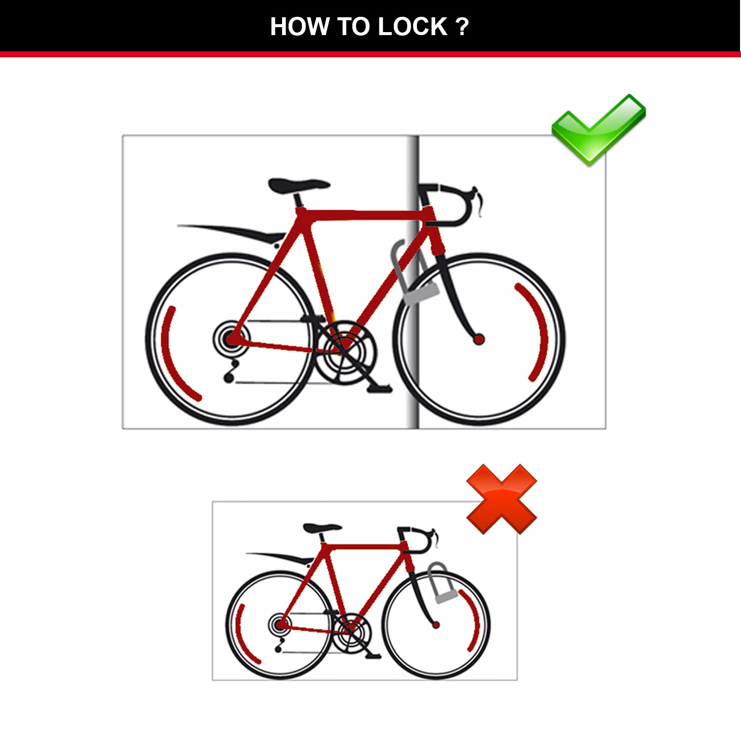 Master Lock Heavy Duty D-Lock – Sold Secure Gold Steel Bike U-Lock, Red