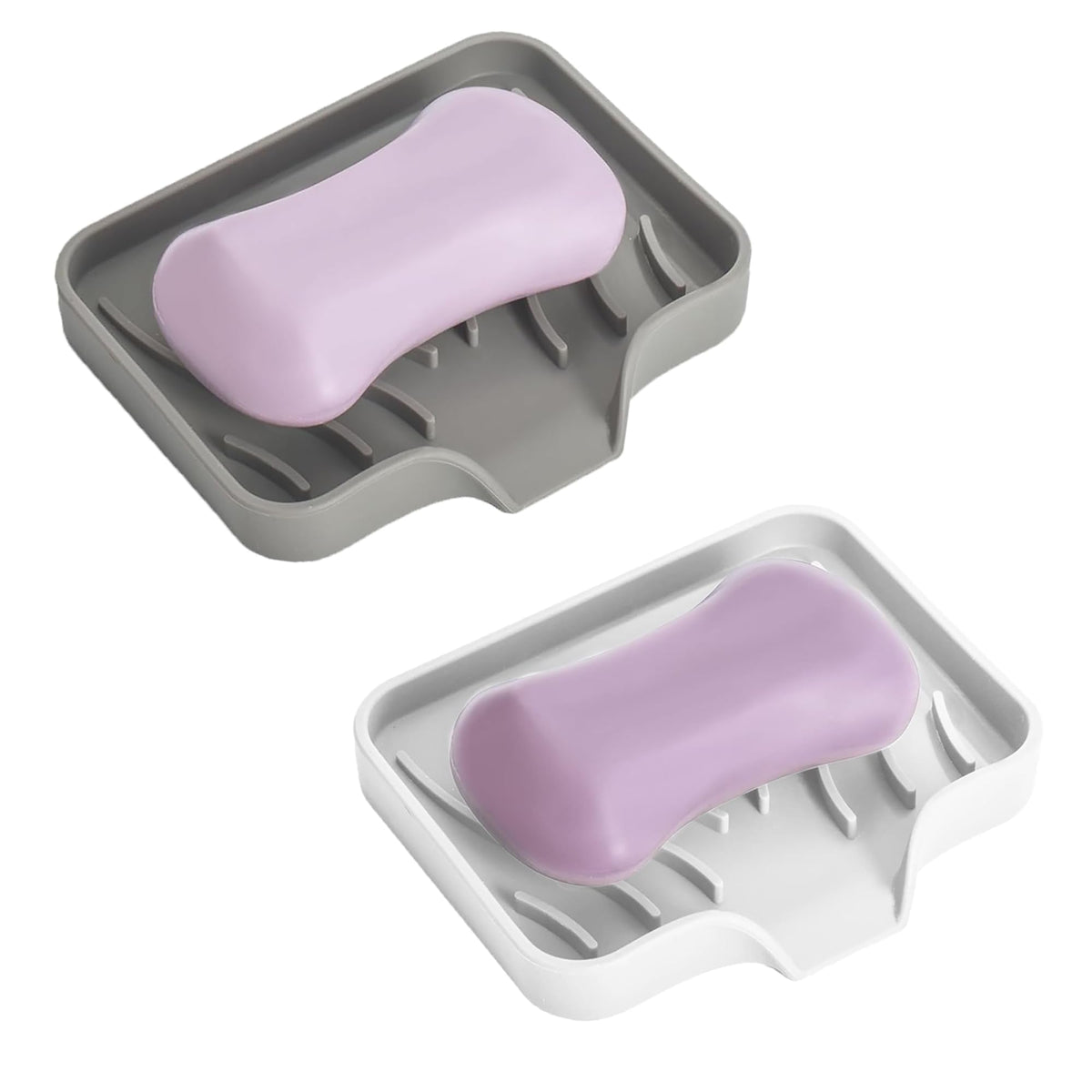 DDUP 2 Pcs Silicone Soap Dish,Self Draining Soap Holder, Portable Shower Soap Box,Easy Cleaning,Soap Container Perfect for Shower, Bathroom, Kitchen - image 1