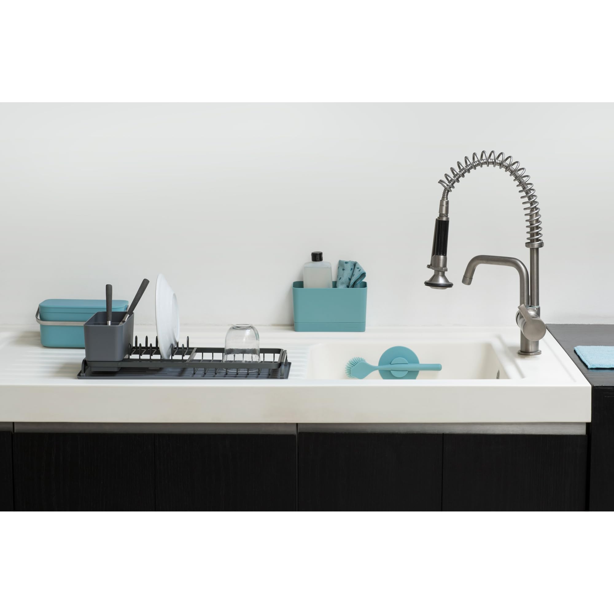 Brabantia Dish Drying Rack with Silicone Mat - Large Dark Grey