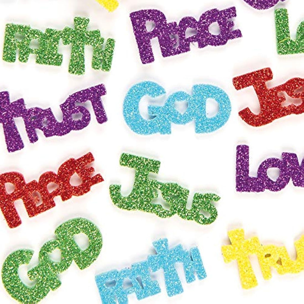 Baker Ross Glitter Foam Stickers – Self-Adhesive Craft Shapes, 150 Pack