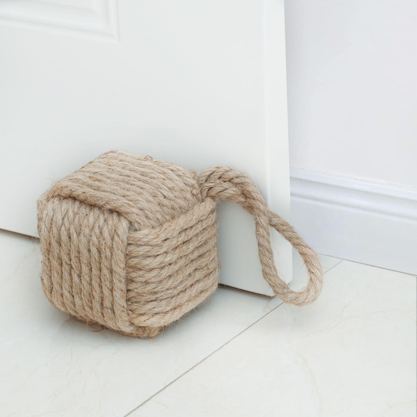 Marwood Jute Rope Knot Door Stop – Handmade Nautical Weighted Stopper