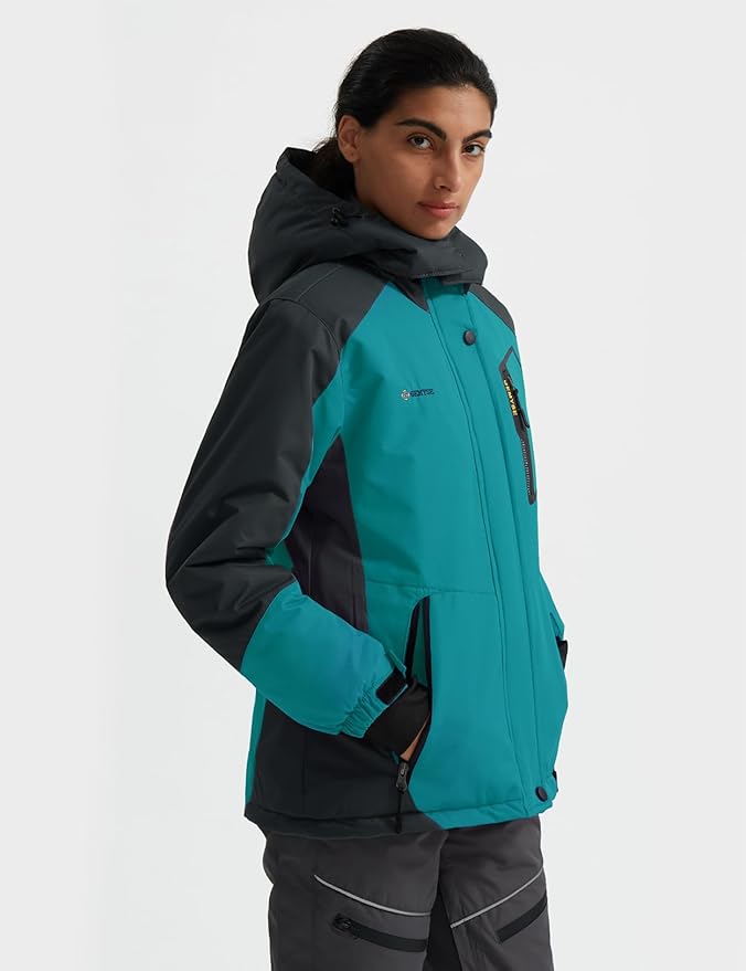GEMYSE Women's Waterproof Ski Jacket | Fleece Lined Winter Coat - XL