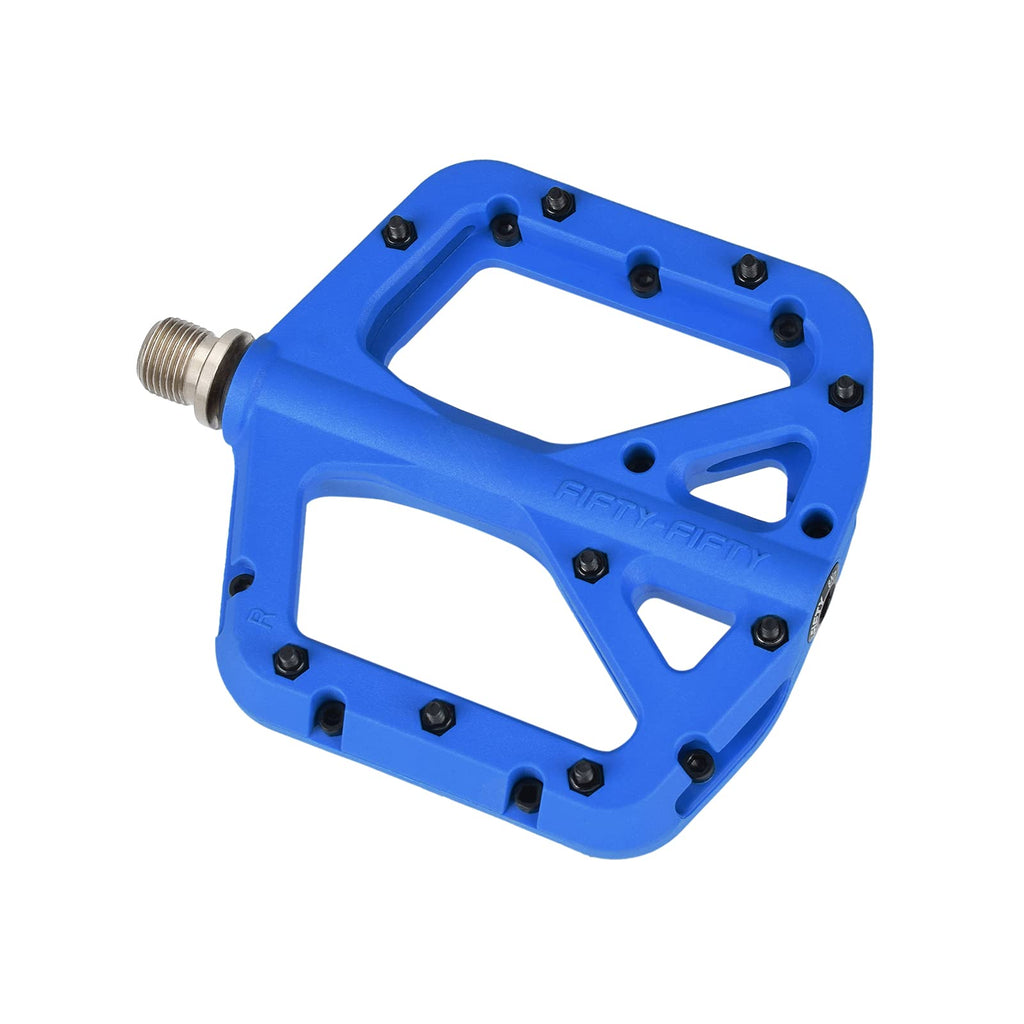 FIFTY-FIFTY MTB Pedals | Nylon Composite 9/16" Wide Flat Platform - Blue