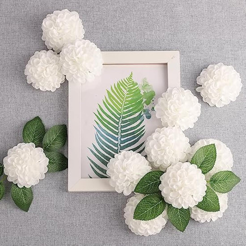 N&T NIETING 20pcs White Foam Dahlia Artificial Flowers for Wedding Decor