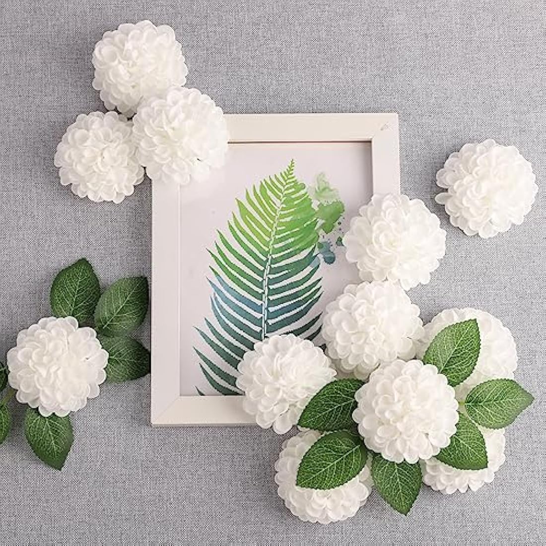 N&T NIETING 20pcs White Foam Dahlia Artificial Flowers for Wedding Decor