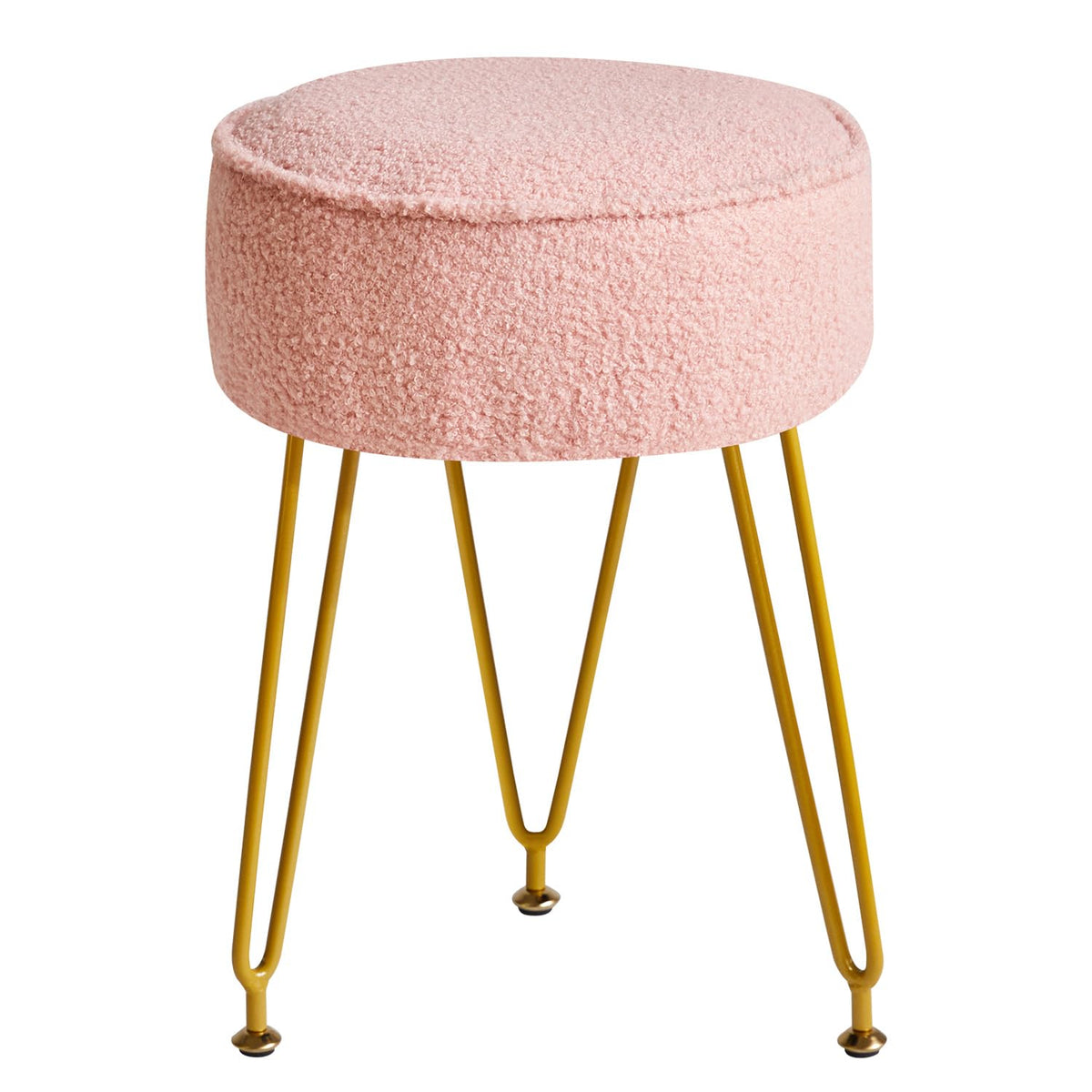 IBUYKE Makeup Vanity Stool Chair, Teddy Velvet Footrest, Pink WBD009P - image 1