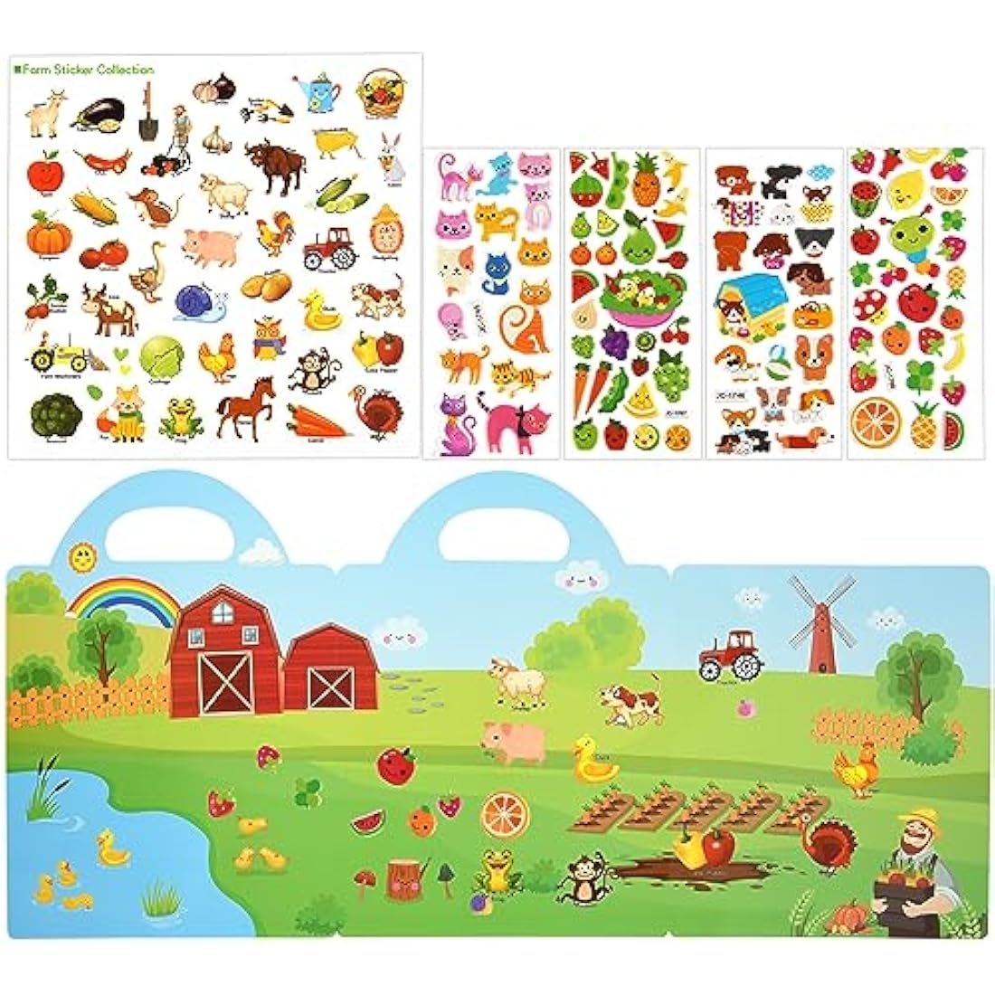 ASTARON Reusable 3D Puffy Sticker Book - 88 Pcs Farm Harvest Sensory Toy