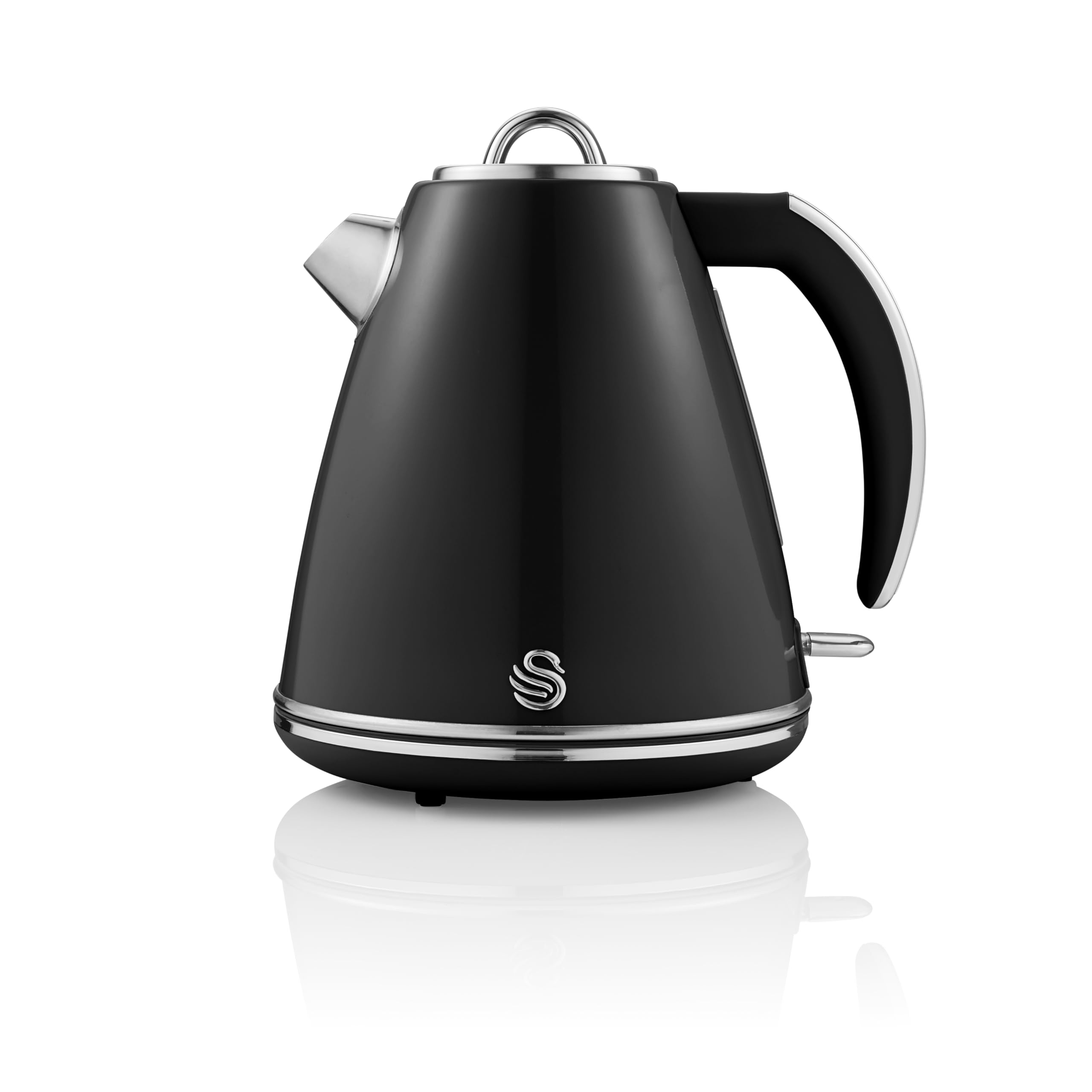 Swan Retro Jug Kettle – 1.5L Fast Boil Electric Kettle, 3KW, Black