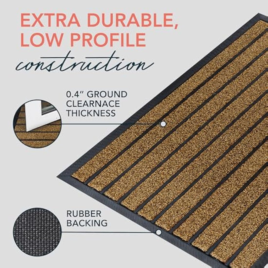 ubdyo Indoor Door Mat – Non-Slip Dirt Trapping Entryway Rug, Bright Brown