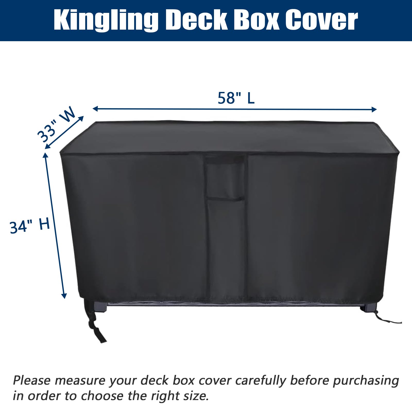 Kingling Deck Box Cover | 420D Oxford Waterproof Outdoor Storage Box Cover