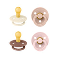 BIBS Colour Pacifier 4-Pack | Natural Rubber Latex Soothers, Size 1