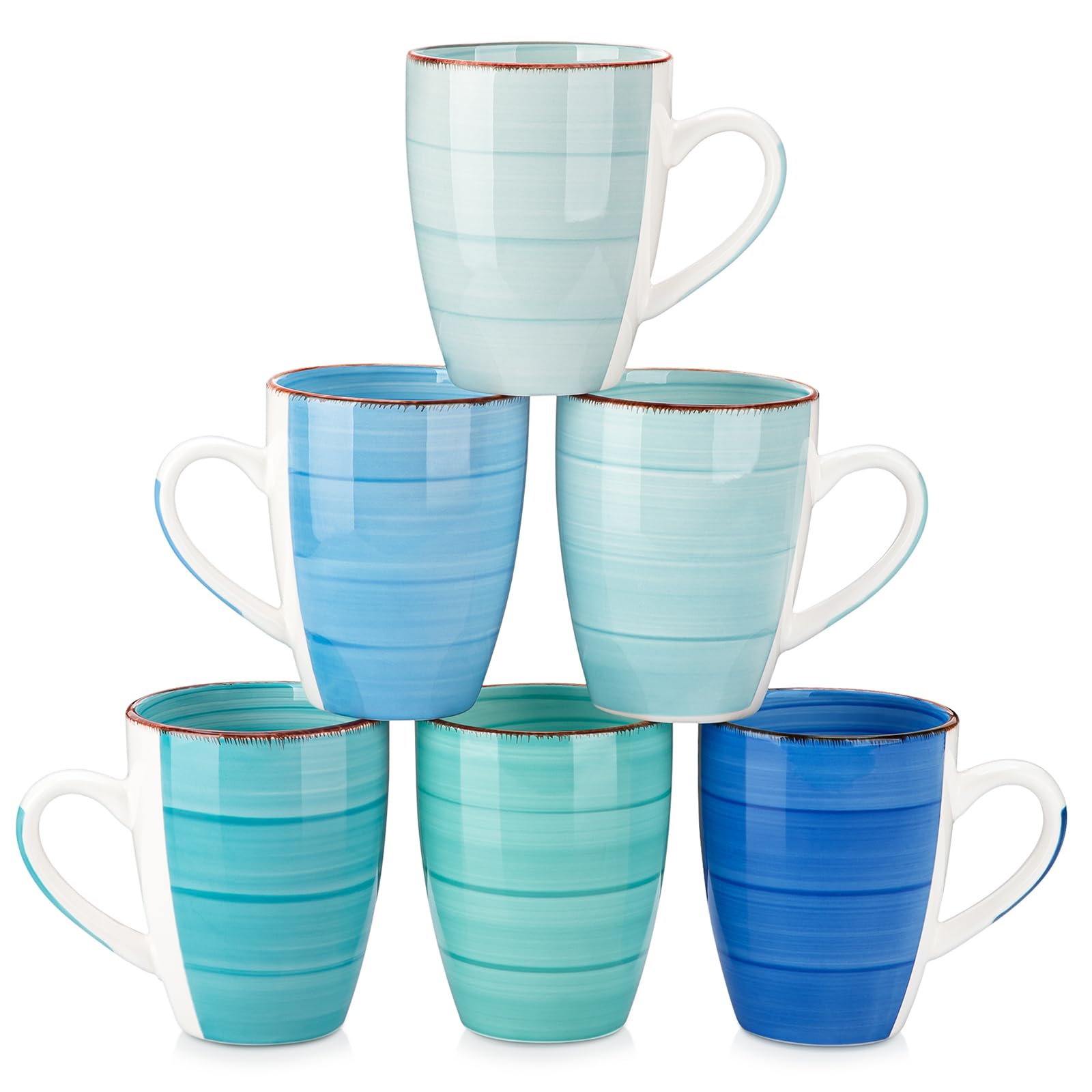 vancasso Bonita Large Coffee Mugs Set of 6 | 500ml Stoneware Tea Cups