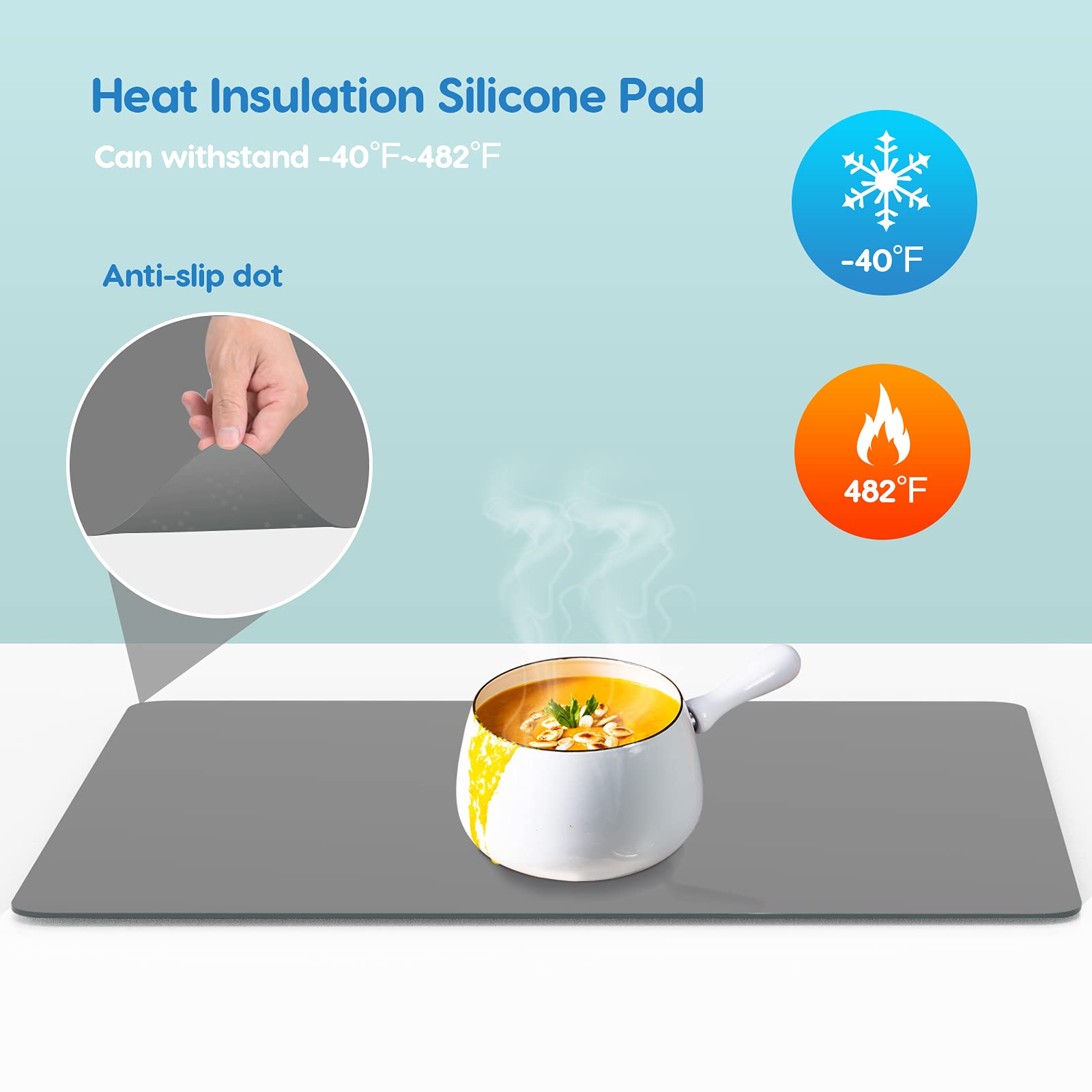AECHY Extra Large Silicone Mat – 90x60cm Heat Resistant Worktop Protector