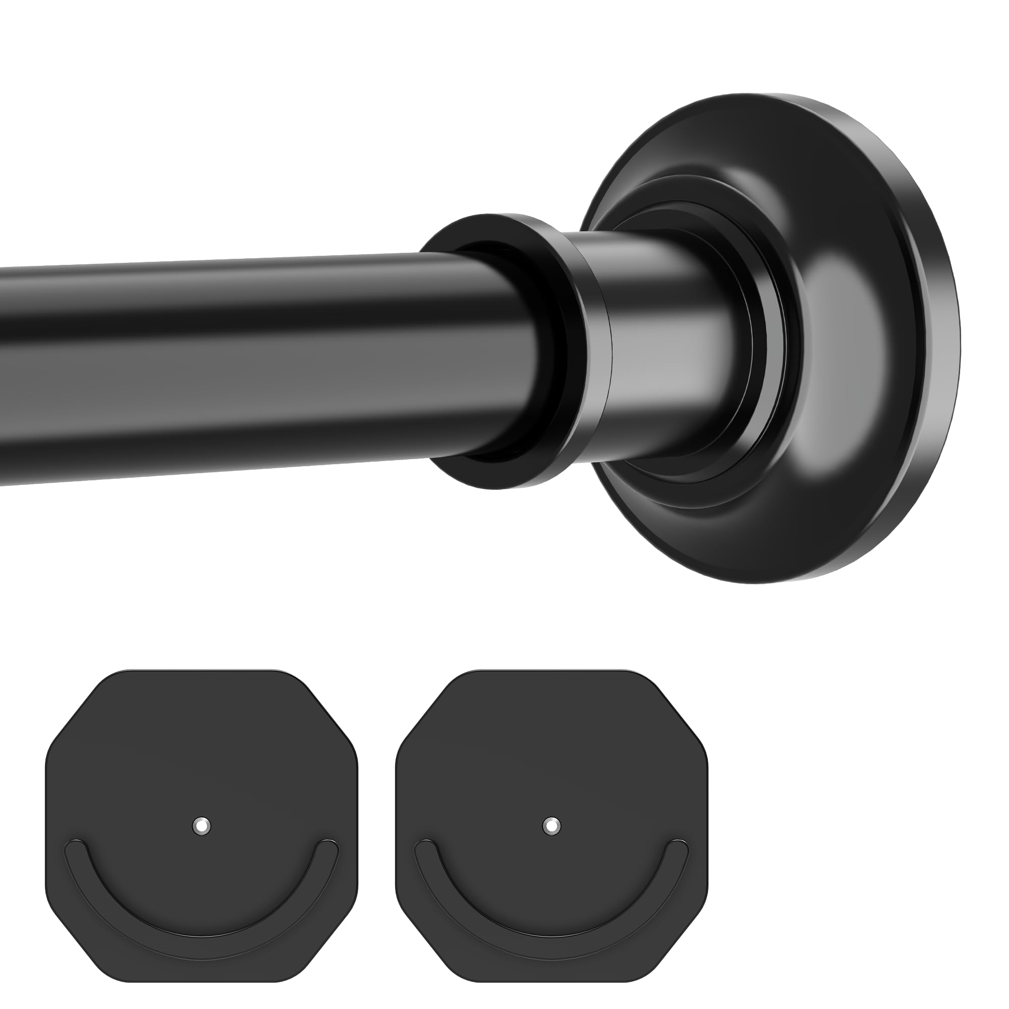 Jolof Store Extendable Shower Curtain Pole | 76-216cm Black Stainless Steel