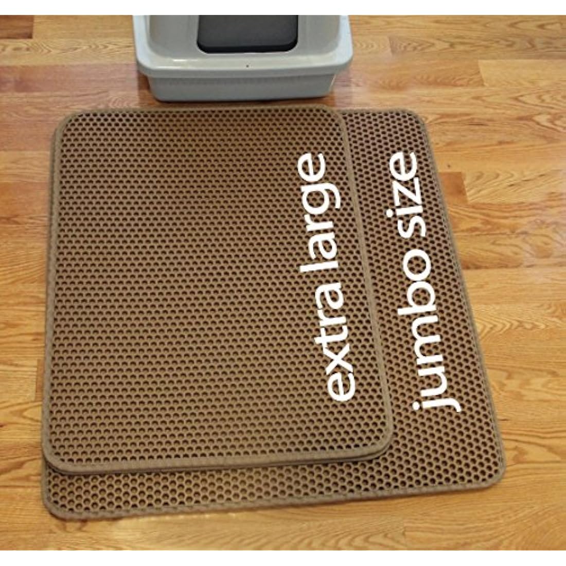 iPrimio Cat Litter Mat – 32" x 30" Large Waterproof Litter Trapper, Brown