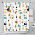 Mid-Century Retro Geometric Shower Curtain | 71x71 Waterproof
