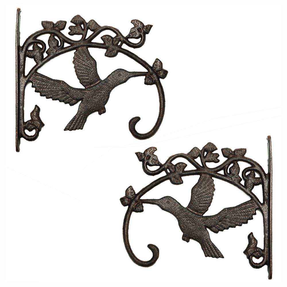 Sungmor Cast Iron Plant Hanger Hooks | 2PC Hummingbird Wall Brackets