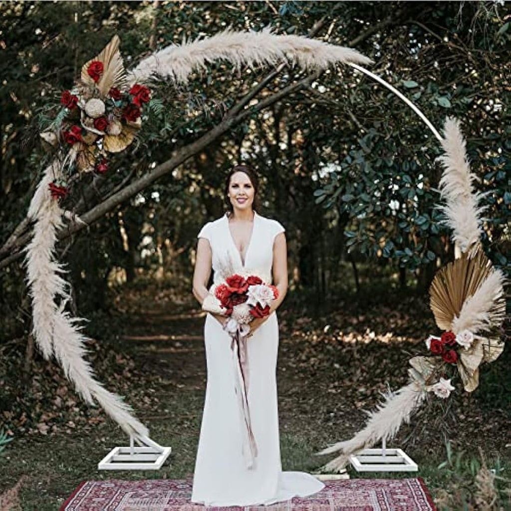 Jolof Store Round Wedding Arch – 220cm White Metal Floral Backdrop Stand